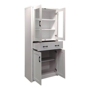 Ντουλάπι Κουζίνας με Βιτρίνα Nisso Λευκό 80x40x183.5 cm - Img 2