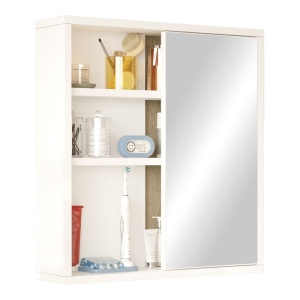 Ντουλάπι Μπάνιου με Καθρέφτη Bagno, Pako World, Λευκό, 60x14x63 cm