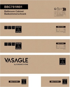Ντουλάπι Μπάνιου Vasagle Λευκό 78.8x40x80 cm - Img 6