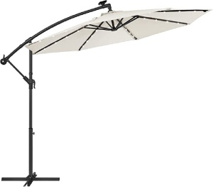 Ομπρέλα ηλίου, Songmics, 32 LED, UPF 50+, Μπεζ