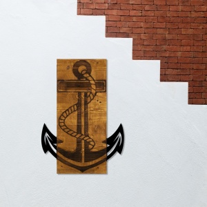 Πίνακας από ξύλο και μέταλλο Anchor Καρυδί 41x58 cm