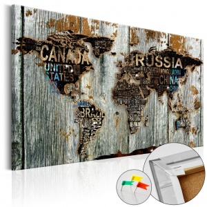 Πίνακας από φελλό - Wooden Border [Cork Map] 90x60 cm