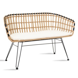 Παγκάκι Κήπου Naoki, Μαύρο-Φυσικό, 120x55x79 cm
