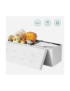 Παγκάκι Αποθήκευσης Songmics, 120 L, LSF75WT, Λευκό, 300 Kg, 110 x 38 x 38 cm - Img 7