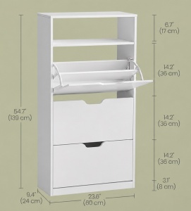 Παπουτσοθήκη Λευκό Vasagle 60x24x139 cm - Img 4