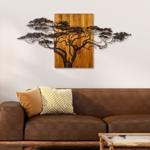 Πίνακας από ξύλο και μέταλλο Acacia Πολύχρωμο 144x70x3 cm - Img 4