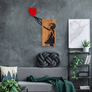 Πίνακας από ξύλο και μέταλλο Banksy Καρυδί 83x60 cm - Img 4