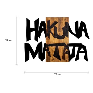 Πίνακας από ξύλο και μέταλλο Hakuna Μαύρο 77x3x58 cm - Img 7