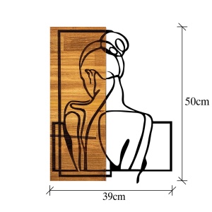 Πίνακας από ξύλο και μέταλλο Woman Μαύρο 39x3x50 cm - Img 5