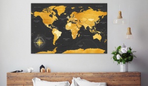 Πίνακας από φελλό - Golden World [Cork Map] 120x80 cm - Img 2