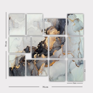 Πίνακας, σετ 12 τεμαχίων 12MDF42YS Πολύχρωμος 20x15x3 cm - Img 2