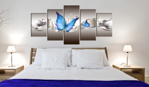 Πίνακας - Blue butterflies 100x50 cm - Img 2