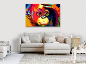 Πίνακας - Colourful Orangutan (1 Part) Wide 90x60 cm - Img 2