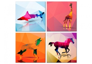 Πίνακας - Geometric Animals (4 Parts) 80x80 cm - Img 2