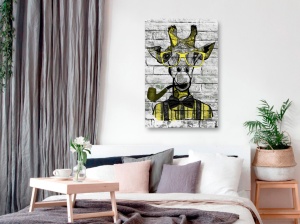 Πίνακας - Giraffe with Pipe (1 Part) Vertical Yellow 60x90 cm - Img 2