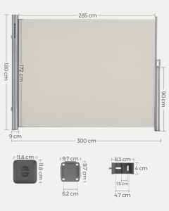 Πλευρική τέντα Songmics Μπεζ 180x300 cm - Img 2