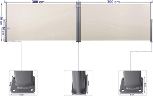 Πλευρική τέντα, Songmics, 160 x 600 cm, Μπεζ - Img 6