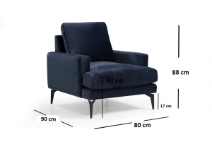 Πολυθρόνα Papira Bleumarin 80x90x88 cm - Img 3