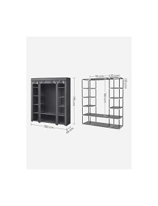 Πτυσσόμενη Ντουλάπα, Songmics, 150 x 45 x 175, LSF003I02, Γκρι - Img 6