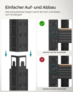 Ραφιέρα αποθήκευσης Songmics Μαύρο 200x120x60 cm - Img 5