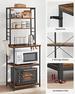 Ραφιέρα κουζίνας, Vasagle, Μαύρο, 60×40×167 cm - Img 7