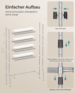 Ραφιέρα μπάνιου πάνω από WC Songmics Γκρι 83x30x179 cm - Img 7