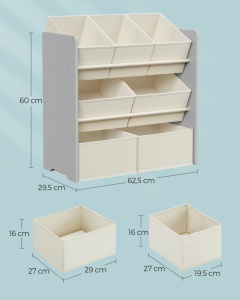 Ράφι αποθήκευσης παιχνιδιών Songmics Γκρι 62.5x29.5x60 cm - Img 6