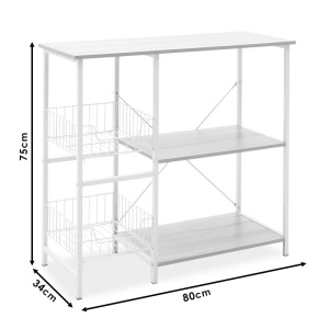 Ράφι Noon cu MDF σε χρώμα λευκό - φυσικό χρώμα ξύλου 80x34x75cm - Img 5