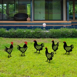 Σετ μεταλλικά διακοσμητικά αξεσουάρ κήπου Chicken Μαύρο 24x33 cm