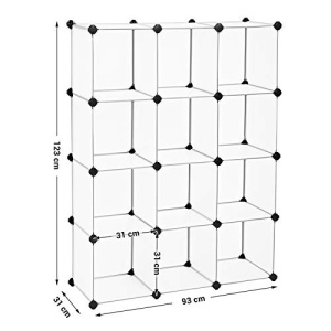 Σετ 12 αρθρωτά κουτιά αποθήκευσης, Songmics, Λευκό, 93x31x123 cm - Img 5