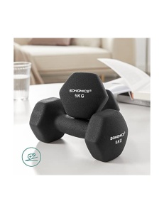 Σετ 2 αλτήρες, Songmics, 2 x 5 kg, αντιολισθητικοί, Μαύρο - Img 6