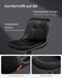 Σετ 2 ρυθμιζόμενα σκαμπό μπαρ Songmics Μαύρο 38x44.5x115 cm - Img 5