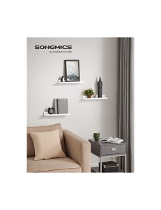 Σετ 3 ράφια, Songmics, 38 x 10 cm, MDF, Λευκό, LWS38WT - Img 2