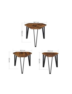 Σετ 3 τραπεζάκια σαλονιού, Vasagle, Rustic Καφέ, LNT14BX, 58 x 45 x 51 cm - Img 5