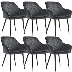 Σετ 6 καρέκλες τραπεζαρίας, Songmics, Γκρι, 62.5x60x85 cm - Img 2