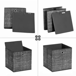 Σετ 6 κουτιά αποθήκευσης Songmics Μαύρο 30x30x30 cm - Img 7