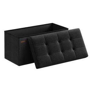 Σκαμπό Μπαούλο Αποθήκευσης Μαύρο Songmics 76x38x38 cm - Img 2