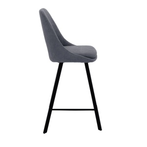 Σκαμπό μπαρ Initiate material teddy σκούρο γκρι με πόδια metalice negre 48x56x98 cm - Img 3