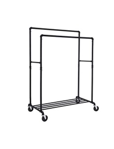 Σταντ ρούχων με ρόδες, Songmics, 2 μπάρες, 110 kg, HSR60B, Μαύρο