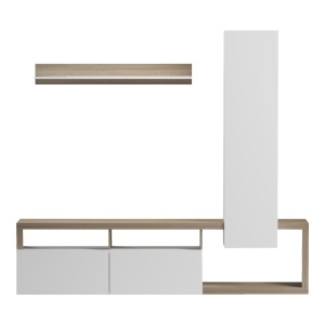 Σύνθεση TV Leganto, Λευκό, 220.5x35x197.5 cm - Img 3