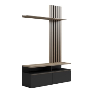 Σύνθεση TV Perlento, Μαύρο, 140x41x219.5 cm - Img 2