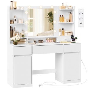 Τουαλέτα μακιγιάζ V2 Vasagle Λευκό 107x40x144 cm - Img 2