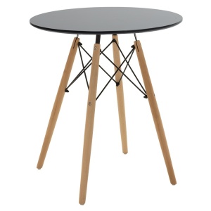 Τραπέζι Julita MDF Μαύρο και ξύλο από οξιά Φυσικό 60x60x73 cm