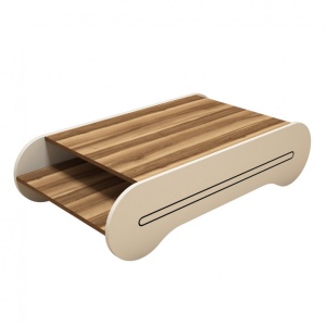 Τραπεζάκι σαλονιού Cool - Walnut, Κρεμ - Img 2