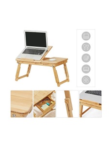 Τραπεζάκι laptop, Songmics, Φυσικό, LLD01N, μπαμπού, 34 x 65 x 29 cm - Img 7