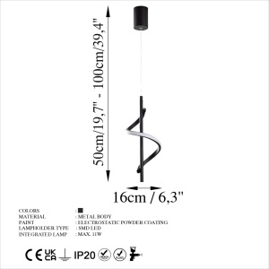 Φωτιστικό οροφής Likma Μαύρο 16x50-100x16 cm - Img 6