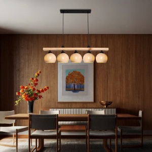 Φωτιστικό Salote, Pako World, E27, 5 λαμπτήρες, Καφέ-Κρεμ, 100x18x24 cm - Img 2