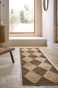 Χαλί διάδρομος Effie Diamond Jute Σκούρο καφέ 80x230 cm, Flair Rugs
