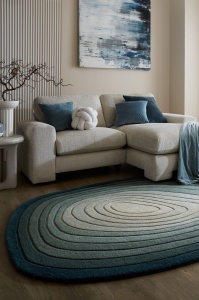 Χαλί oval Puddle Ombre Wool Μπλε 200x290 cm, Flair Rugs - Img 5