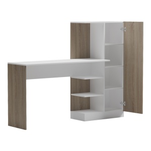 Birou cu biblioteca, Ofisio, Alb, 40x152.3x120 cm - Img 3